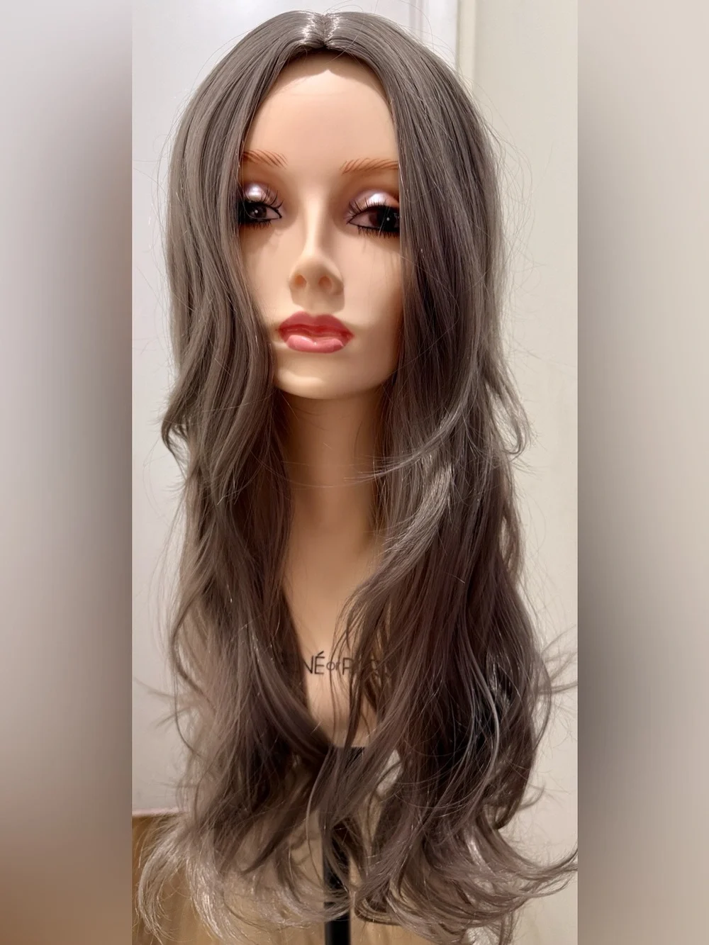 HAIR, 28” Wavy/Straight, Center Part, long Layers Dark Silver/Gray